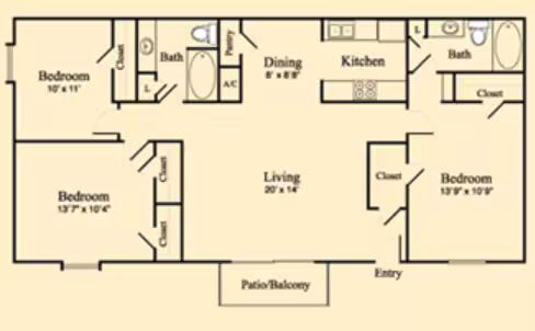 3 Bedroom floor plan